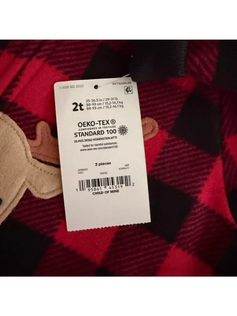 Just One You By Carter's 2T Reindeer Red Plaid Microfleece Pajamas NWT